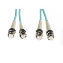 [FL.OM3STST10M] 10m ST-ST OM3 Multimode Fibre Optic Cable: Aqua