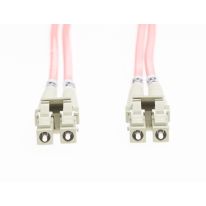 [015.008.1103] 3m LC-LC OM1 Multimode Fibre Optic Cable| 3mm Oversleeving | Salmon Pink