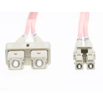 [FL.OM4LCSC2MP] 2m LC-SC OM4 Multimode Fibre Optic Cable: 2mm Oversleeving - Salmon Pink