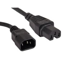 [011.180.1100] 2m IEC C14 to C15 High Temperature Extension Cable | Black