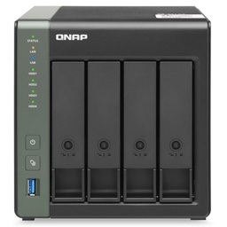 TS-431X3-4G QNAP Quad-core 1.7GHz SMB NAS with built-in 10GbE SFP+ and 2.5GbE RJ45 ports for high-speed connectivity