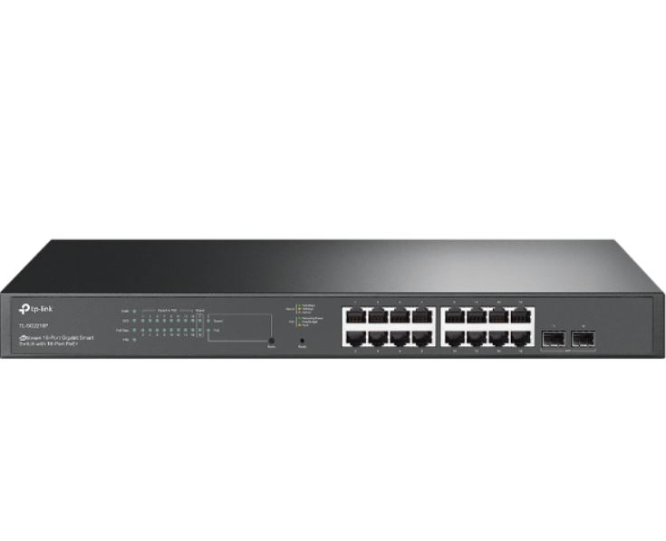 SG2218P TP-Link  JetStream 18-Port Gigabit Smart Switch, 16-Port PoE+, Omada SDN, 2x GBit SFP Slots, 150W PoE Budget