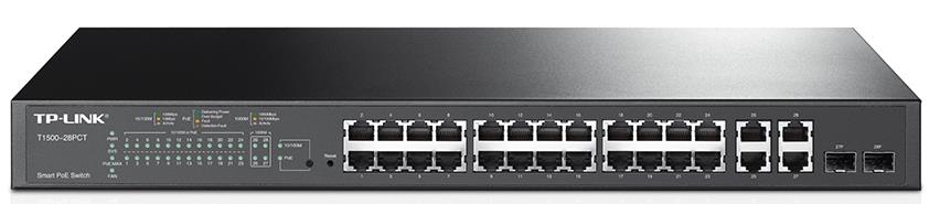 SL2428P TP-Link T1500-28PCT (TL-) JetStream 24-Port 10/100Mbps + 4-Port Gigabit Smart PoE+ Switch, Omada