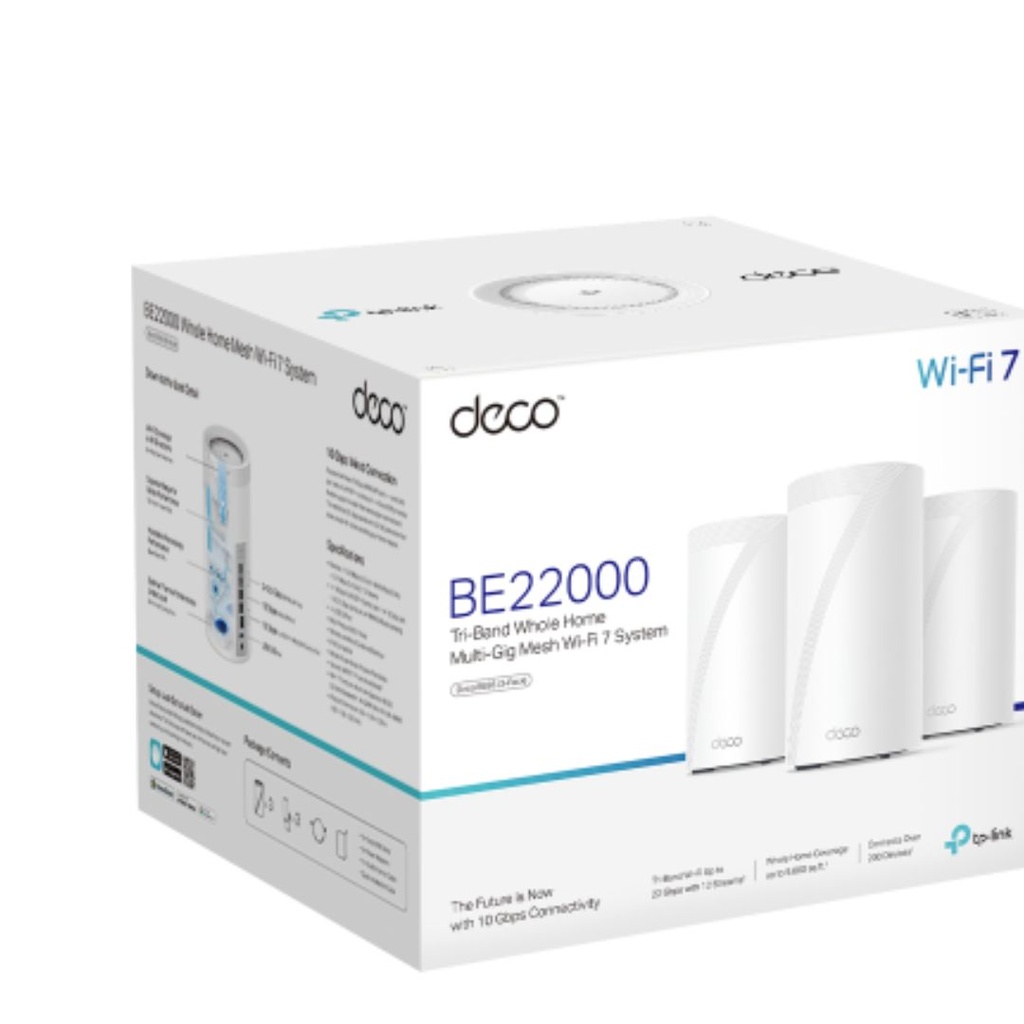 Deco BE85(3-pack) TP-Link  BE22000 Tri-Band Whole Home Mesh Wi-Fi 7 System (WIFI7)