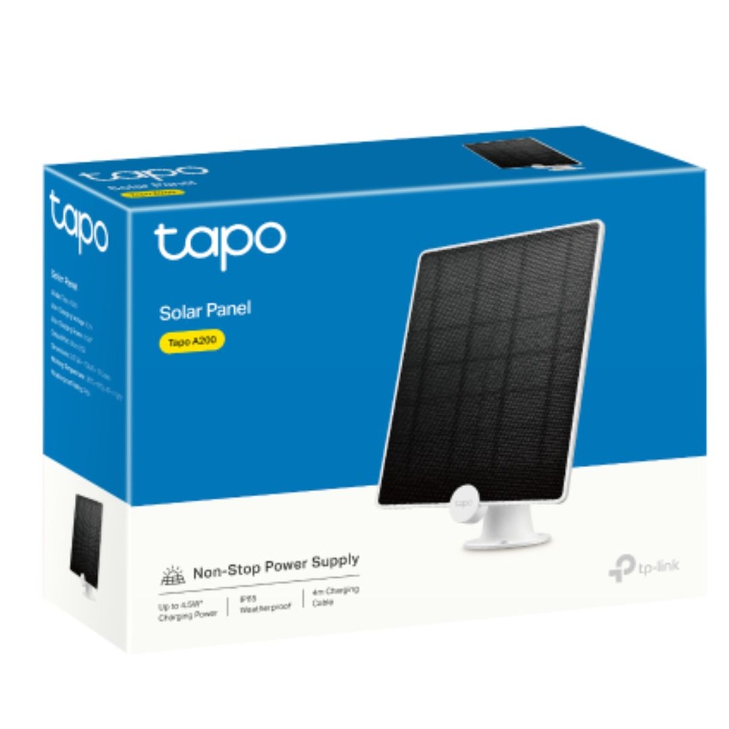 Tapo A200 TP-Link  Tapo Solar Panel, Up to 4.5W Charging Power, 4M Charging Cable, 360° Adjustable Mounting Bracket