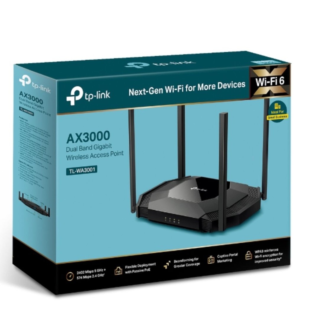 TL-WA3001 TP-Link  AX3000 Gigabit Wi-Fi 6 Access Point, 3000 Mbps Dual Band WiFi , Passive PoE, Multiple Operation Modes