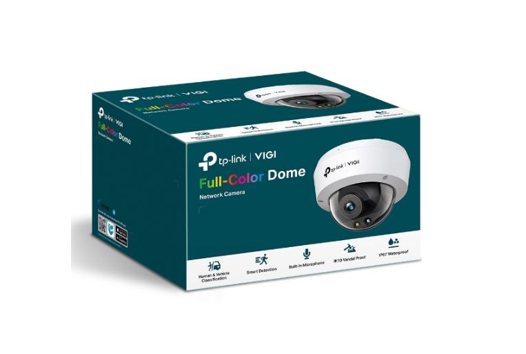 VIGI C240(2.8mm) TP-Link VIGI 4MP C240(2.8mm) Full-Color Dome Network Camera, 2.8mm Lens, Smart Detection, 3YW