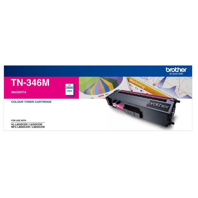 4977766734004 Brother TN-346M Colour Laser Toner- High Yield Magenta- HL-L8250CDN/8350CDW MFC-L8600CDW/L8850CDW - 3500Pages