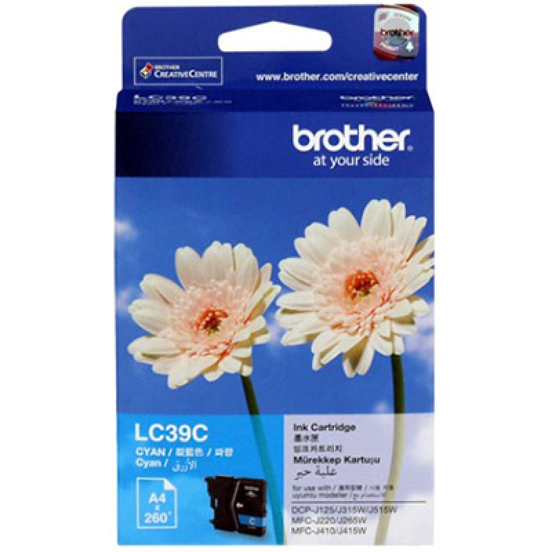 4977766676731 Brother LC-39C Cyan Ink Cartridge - DCP-J125/J315W/J515W MFC-J220/J265W/J410/J415W/J140W- up to 260 pages