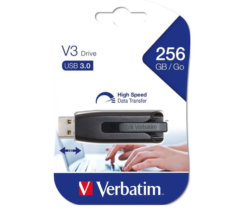 [23942491682] Verbatim Store'n'Go V3 USB 3.0 Drive 256GB - Grey