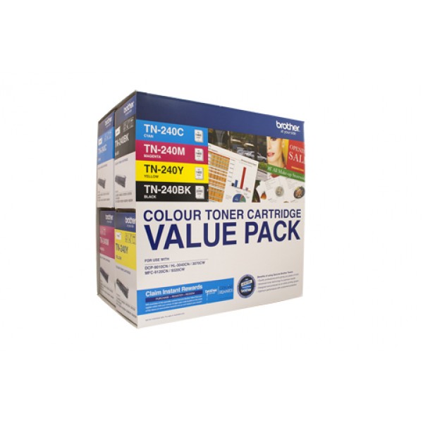 [N8BE00020] Brother TN-240 - COLOUR LASER TONER - 4 COLOUR PACK OF TN-240 LASER TONER, CONTAINS BLACK, CYAN, MAGENTA AND YELLOW