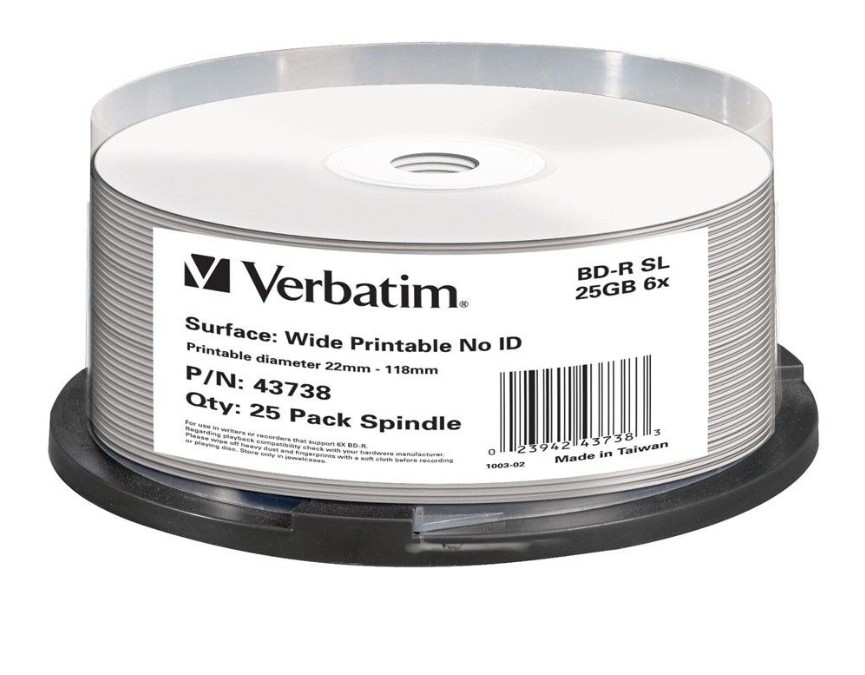 23942437383 Verbatim Blu-Ray BD-R 25pk 25GB, 6x, Spindle