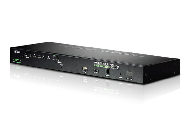 4710423776715 Aten 8 Port Rackmount USB-PS/2 VGA KVMP Over IP Switch with USB 2.0 Hub and Daisy Chain