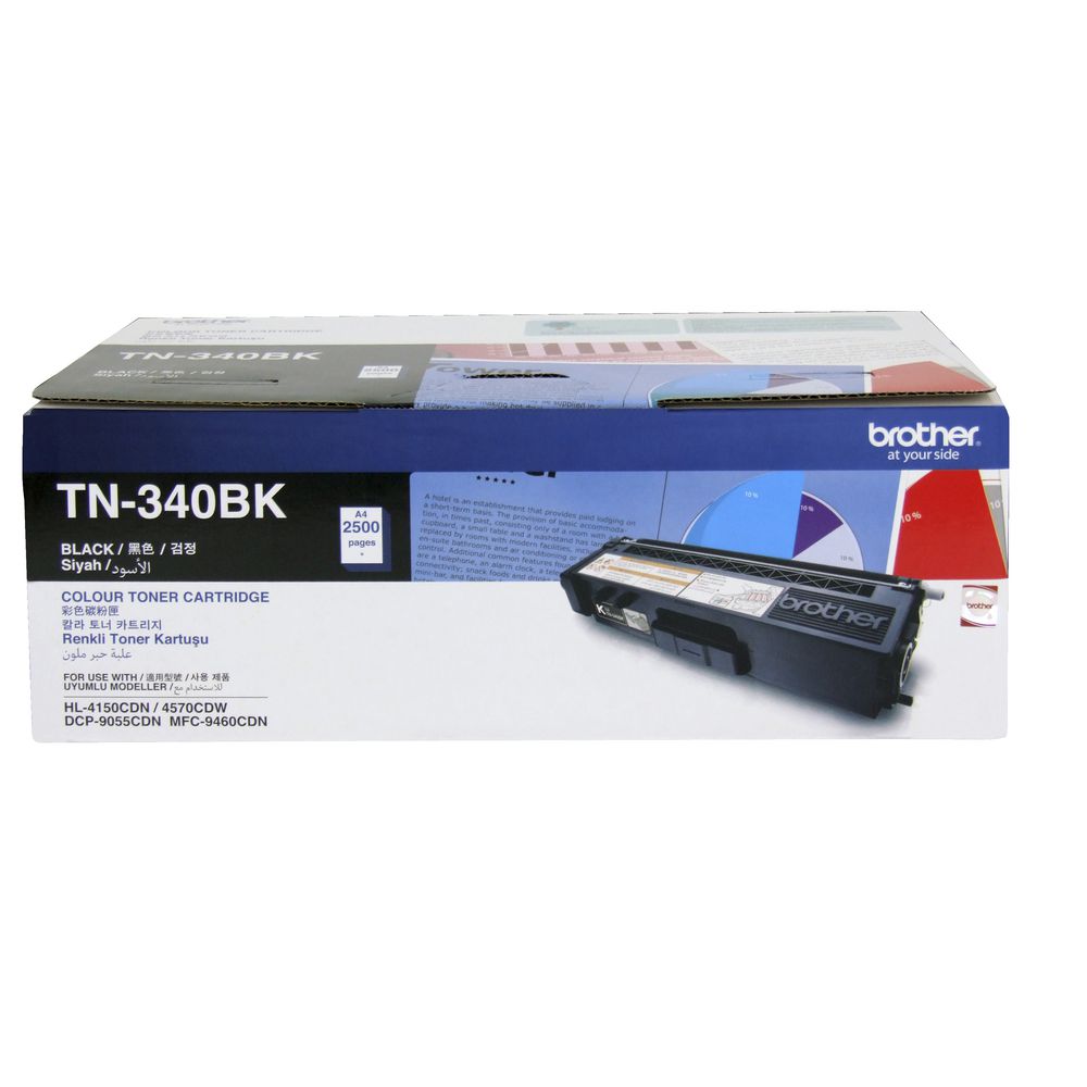 [4977766682732] Brother TN-340BK Colour Laser Toner - Standard Yield Black, HL-4150CDN/4570CDW, DCP-9055CDN, MFC-9460CDN/9970CDW - 2500 pages