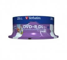23942436676 Verbatim DVD+R DL 8.5GB 25Pk White Wide Inkjet 8x