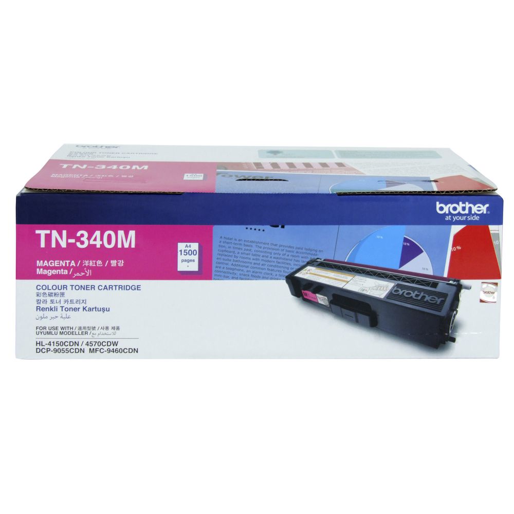 [4977766682770] Brother TN-340M Colour Laser Toner - Standard Yield Megenta, HL-4150CDN/4570CDW, DCP-9055CDN, MFC-9460CDN/9970CDW - 1500 pages