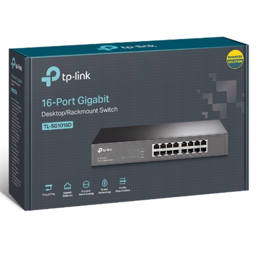 6935364020613 TP-Link TL-SG1016D 16-Port Gigabit Desktop/Rackmount Unmanaged Switch Energy-efficient Supports MAC Plugplay 32Gbps Switching Capacity