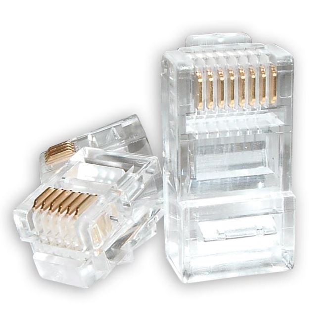 [9320100514117] Astrotek RJ45 Jack Connector Modular Plug Crimp 8P8C CAT5e LAN Network Ethernet Head 2 Prong Blade 3u" Transparent (20/pack)