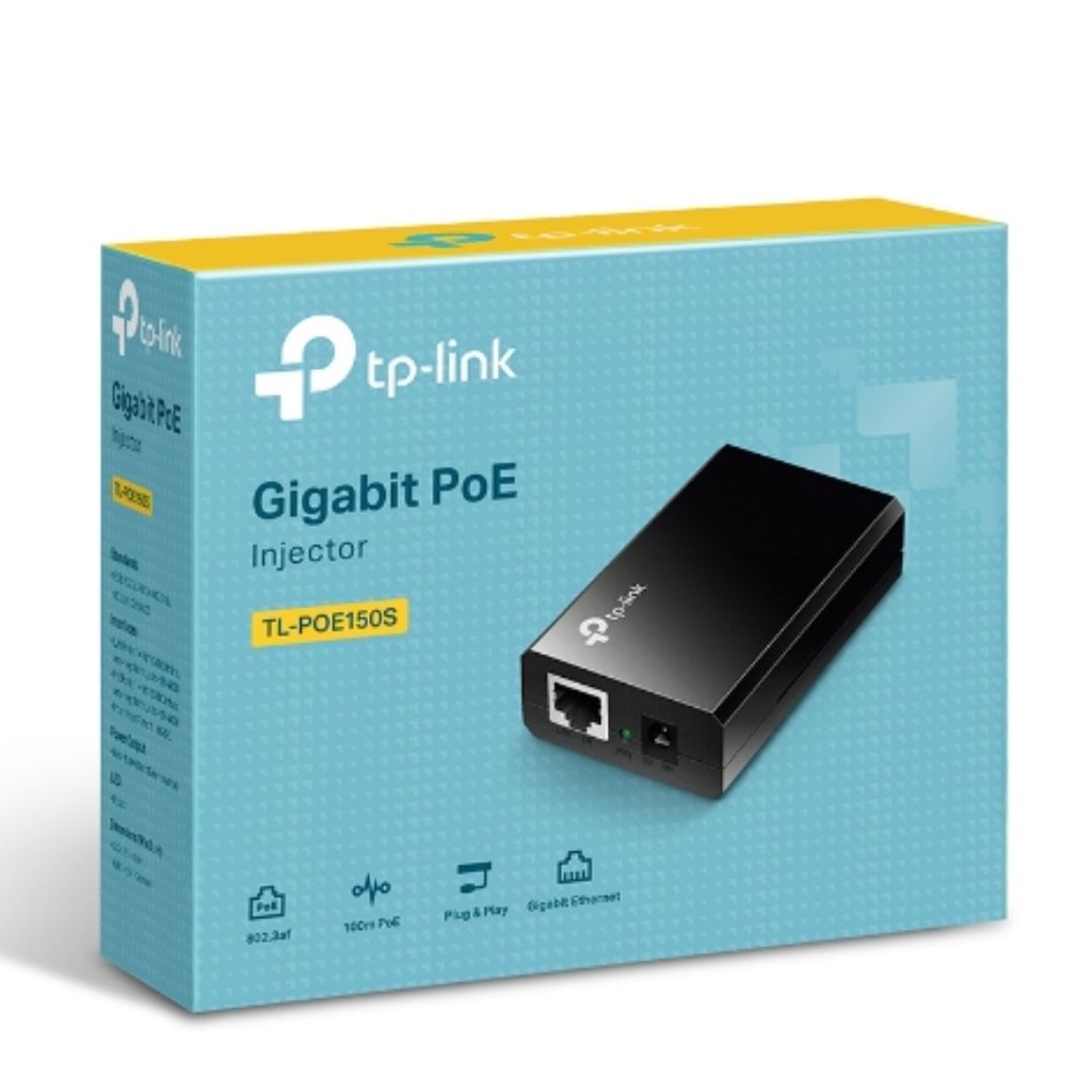 [6935364030506] TP-Link POE150S Omada PoE Injector Adapter, IEEE 802.3af compliant, Data and power carried over the same cable up to 100 meters, plastic case, pocket