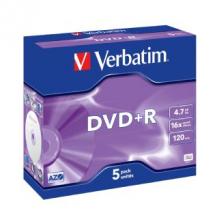 [23942950493] Verbatim DVD+R 16X Jewel 5pk 4.7GB