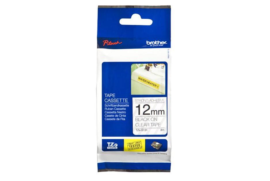 [4977766687096] Brother 12MM Black Clear Tape Strong Adhesive TZ Tape
