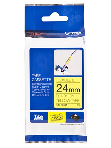 4977766683876 Brother 24MM Black Yellow Tape Flexible TZE Tape