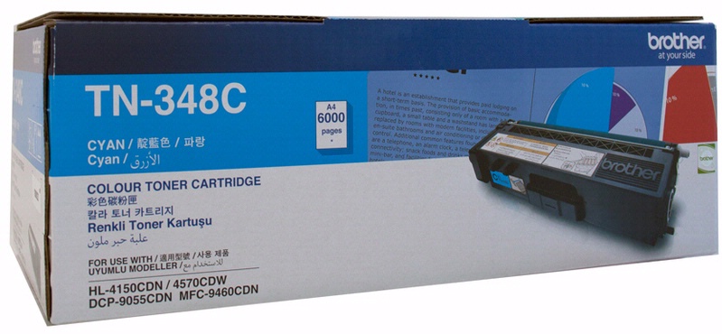 4977766682947 Brother TN-348C Colour Laser Toner - Super High Yield Cyan- HL-4150CDN/4570CDW, DCP-9055CDN, MFC-9460CDN/9970CDW - 6000 pages