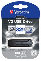 23942491736 Verbatim 32GB V3 USB3.0 Grey Store'n'Go V3; Retractable USB Storage Drive Memory Stick
