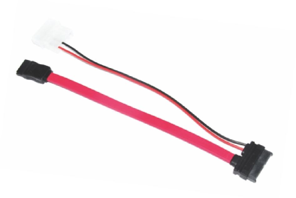 9320201001721 Astrotek Slim SATA Cable 30cm + 10cm 6 pins + 7 pins to 4 pins + 7 pins Red Colour