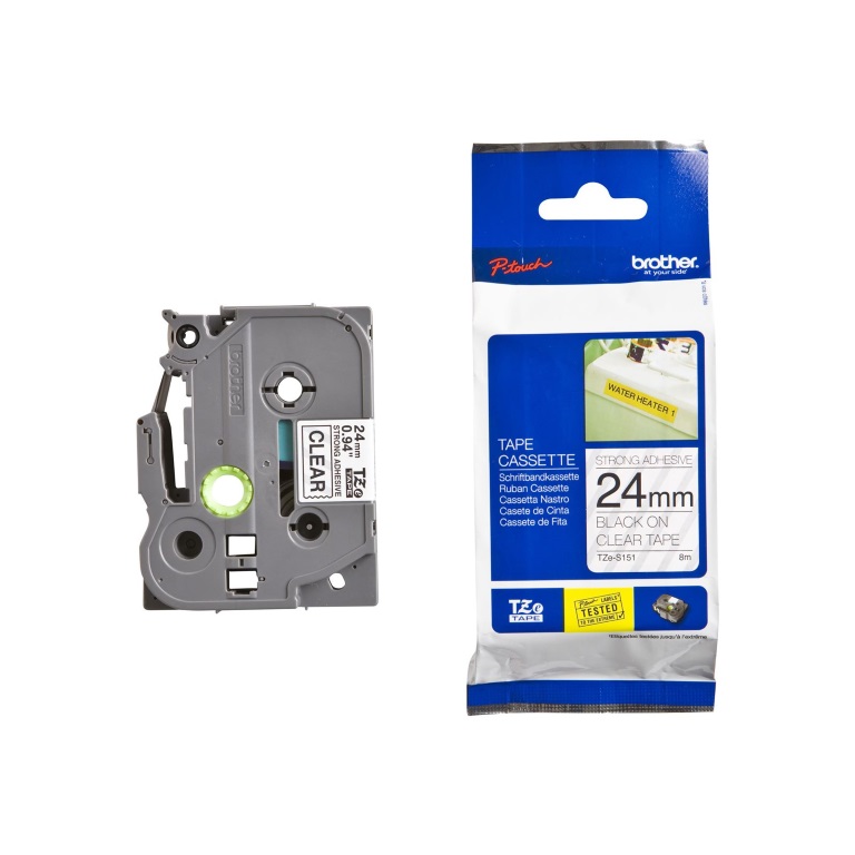 [4977766687157] Brother 24mm Strong TZ Tape Black on Clear Adhesive