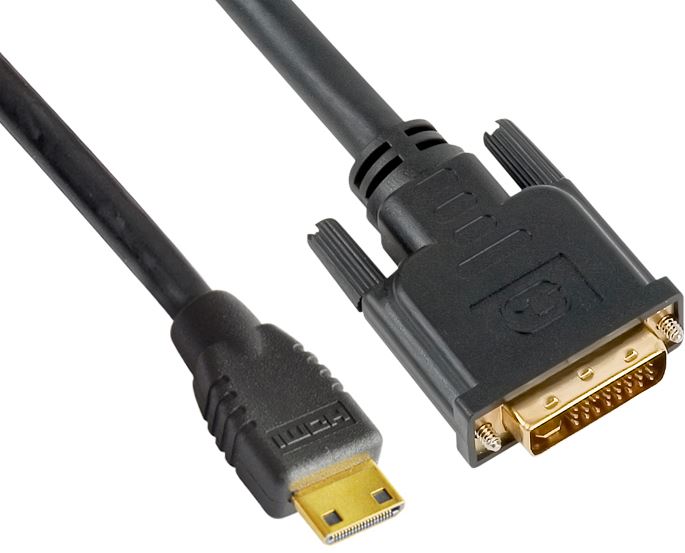 9320301001478 Astrotek Mini HDMI to DVI Cable 60cm - 19 pins Male to 24+1 pins Male 30AWG OD6.0mm Gold Plated Black PVC Jacket RoHS LS ~CBAT-MINIHDMIDVI-1.4