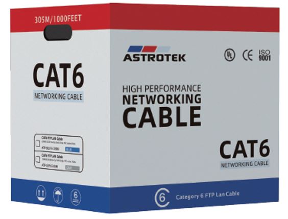 9320101100555 Astrotek CAT6 FTP Cable 305m Roll - Grey White Full 0.55mm Copper Solid Wire Ethernet LAN Network 23AWG 0.55cu 2x4p PVC Jacket