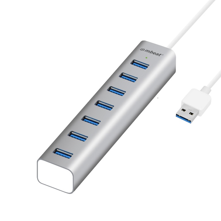 9346396001650 mbeat® 7-Port USB 3.0 Powered Hub - USB 2.0/1.1/Aluminium Slim Design Hub with Fast Data Speeds (5Gbps) Power Delivery for PC and MAC devices Weight: