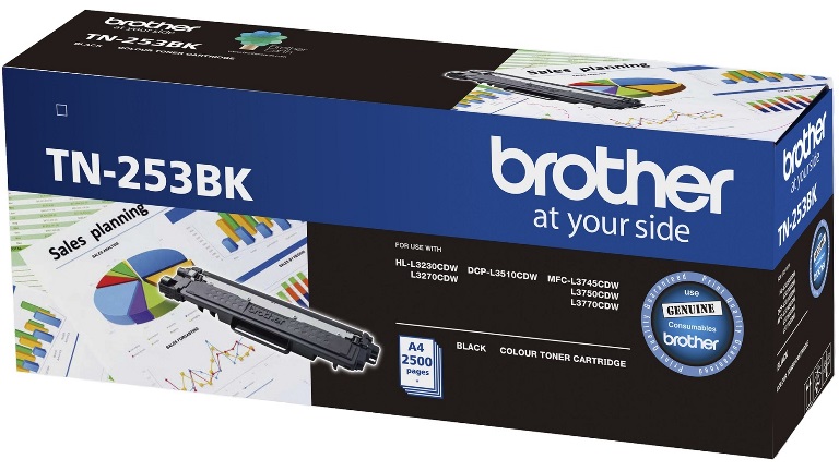 4977766791007 Brother TN-253BK Black Toner Cartridge to Suit -  HL-3230CDW/3270CDW/DCP-L3015CDW/MFC-L3745CDW/L3750CDW/L3770CDW (2,500 Pages)