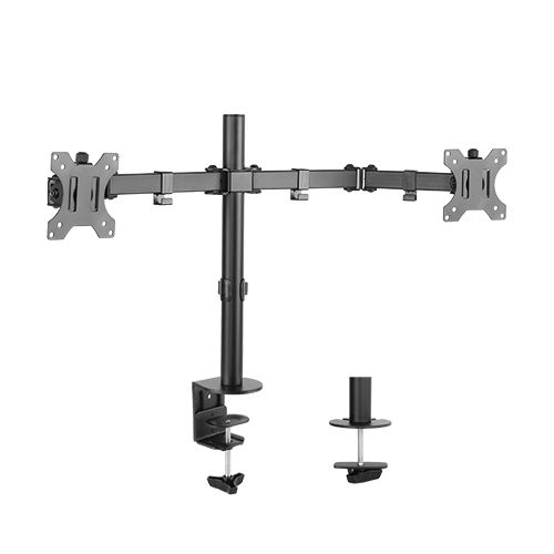 [9341756016541] Brateck Dual Screens Economical Double Joint Articulating Steel Monitor Arm Fit Most 13’’-32’’ Monitors Up to 8kg per screen VESA 75x75/100x10
