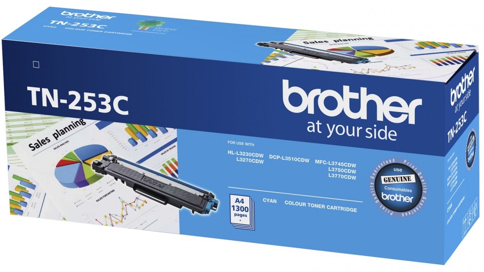 [4977766791021] Brother TN-253C Cyan Toner Cartridge to Suit -  HL-3230CDW/3270CDW/DCP-L3015CDW/MFC-L3745CDW/L3750CDW/L3770CDW (1,300 Pages)