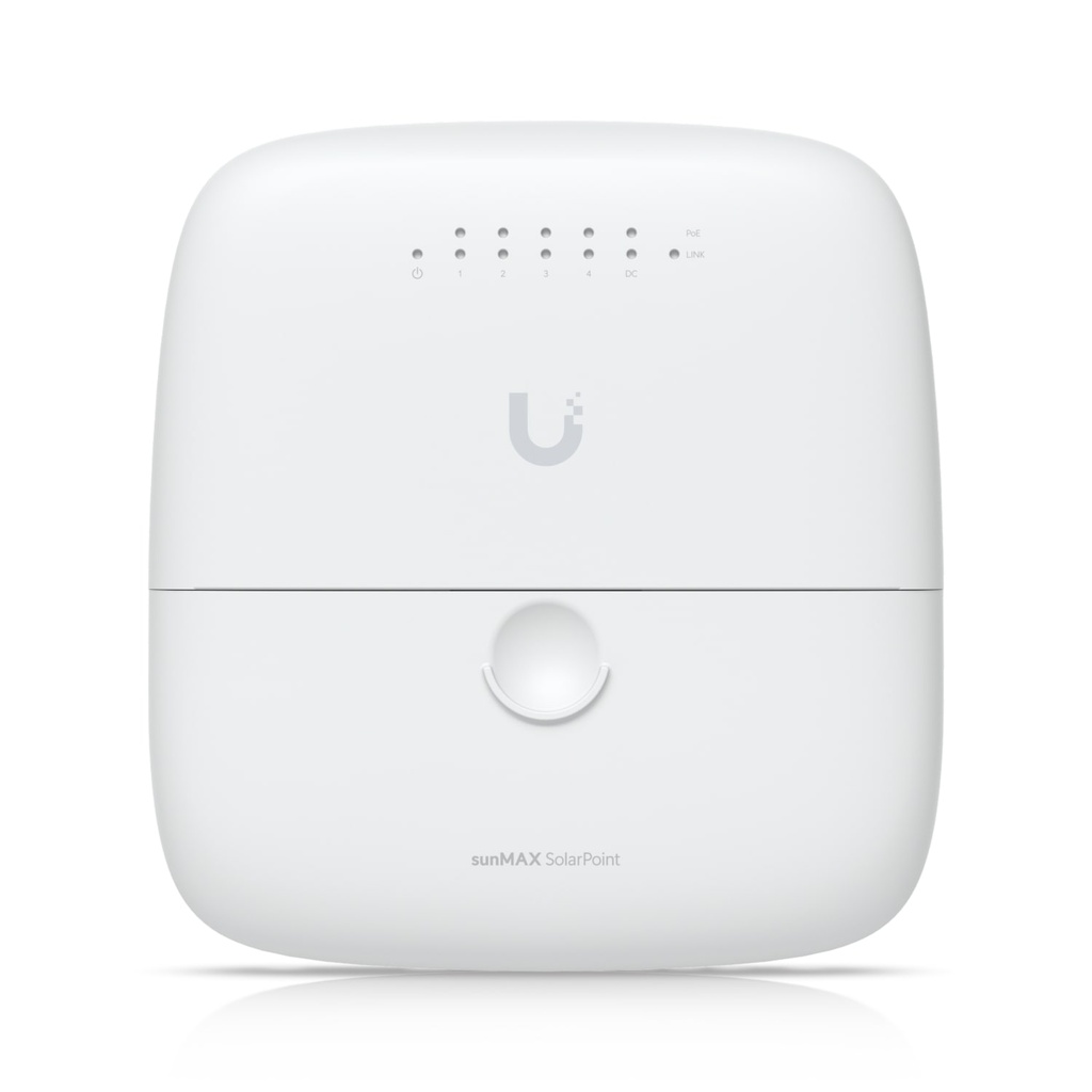 817882028301 Ubiquiti sunMAX SolarPoint, SM-SP-40, Remotely Managed MPPT 24V 7A Solar Site Charging Appliance, Integrated Four-port, 24V PoE 10/100 Mbps, 2Yr Warr