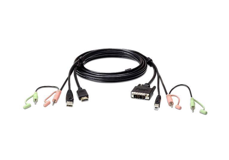 Aten KVM Cable 1.8m with HDMI, USB  Audio to DVI-D (Single Link), USB  Audio