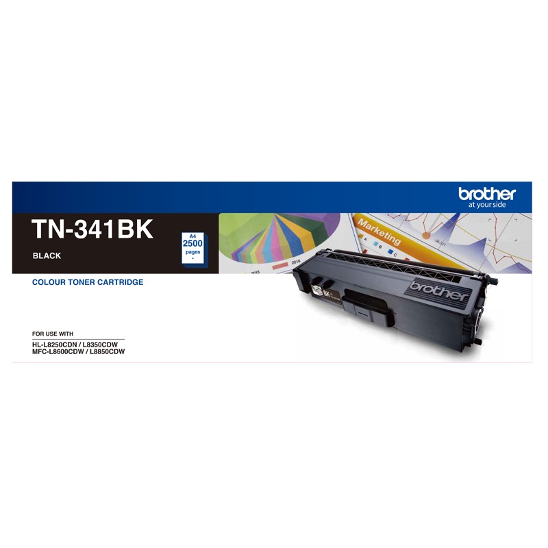 4977766733946 Brother TN-341BK Colour Laser-Standard Yield Black Toner to suit HL-L8250CDN/8350CDW MFC-L8600CDW/L8850CDW - 2500Pages