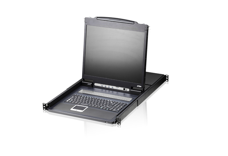 4719264642418 Aten Rackmount KVM Switch 16 Port VGA PS/2-USB w/ 19" LCD Display, 2x Custom KVM Cables Included, 1280x1024@75hz Display, LED Illumination