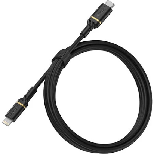 840104211991 OtterBox Lightning to USB-C Fast Charge Cable (1M) - Black (78-52551), 3 AMPS (60W),MFi/USB PD,3K Bend/Flex,480Mbps Transfer, 2 Years Warranty