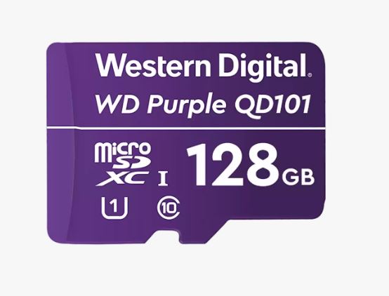 [718037874937] Western Digital WD Purple 128GB MicroSDXC Card 24/7 -25°C to 85°C Weather Humidity Resistant for Surveillance IP Cameras mDVRs NVR Dash
