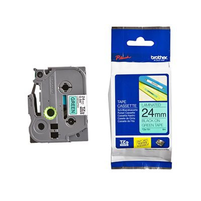 [4977766683128] Brother 24mm Black on Green TZE Tape