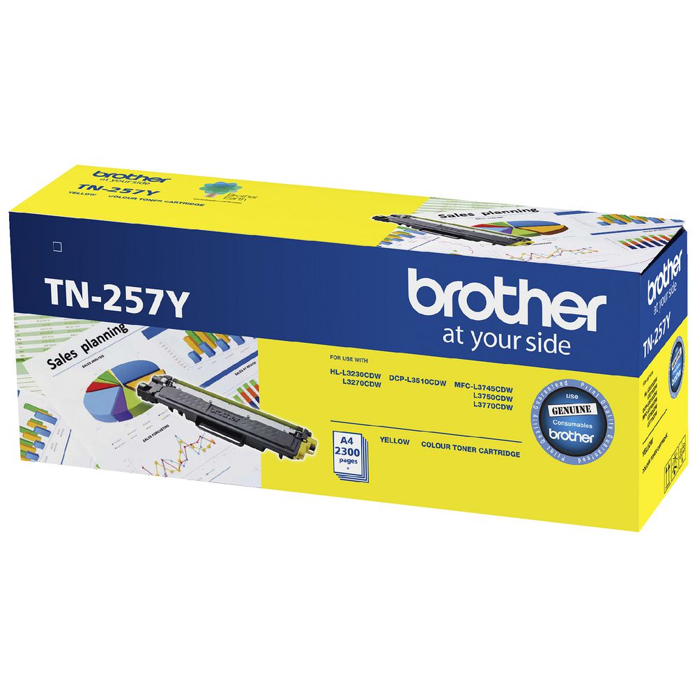 4977766791489 Brother TN-257Y Yellow High Yield Toner Cartridge to Suit -  HL-3230CDW/3270CDW/DCP-L3015CDW/MFC-L3745CDW/L3750CDW/L3770CDW (2,300 Pages)