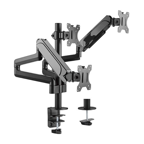 [6956745162401] Brateck Triple Monitors Pole-Mounted Gas Spring Monitor Arm Fit Most 17"-27" Monitors Up to 7kg per screen VESA 75x75/100x100