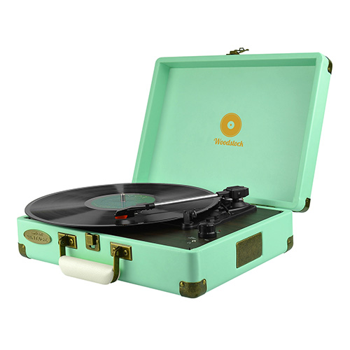 [9346396001575] mbeat® Woodstock Retro Turntable Player TIIFFANY BLUE Speakers: Built in 2 speaker Interface: Headphone jack, RCA audio out Product Weight: 2.7 kg