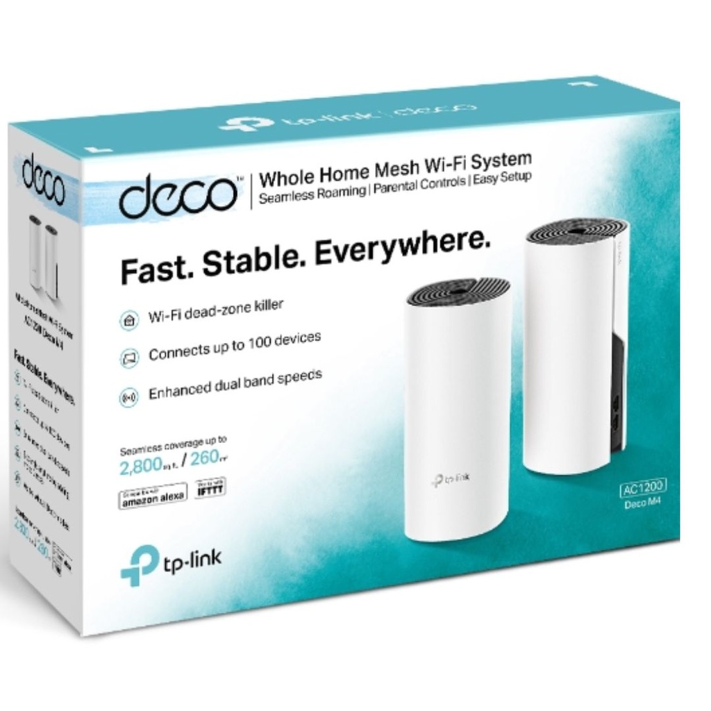 6935364084189 TP-Link Deco M4 (2-pack) AC1200 Whole Home Mesh Wi-Fi System.  ~260sqm Coverage, Up to 100 Devices, Parental Control