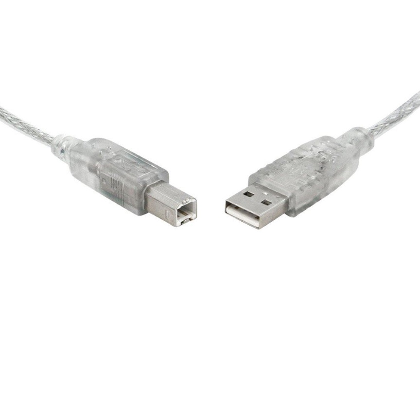 [9341756008959] 8Ware USB 2.0 Cable 5m Type A to B Male to Male Printer Cable for HP Canon Dell Brother Epson Xerox Transparent Metal Sheath UL Approved