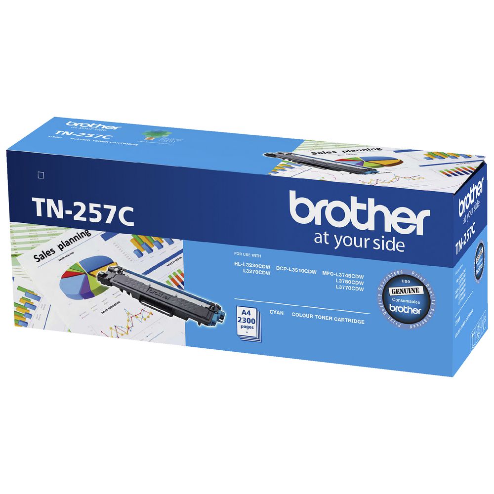 4977766791441 Brother TN-257C  Cyan High Yield Toner Cartridge to Suit -  HL-3230CDW/3270CDW/DCP-L3015CDW/MFC-L3745CDW/L3750CDW/L3770CDW (2,300 Pages)