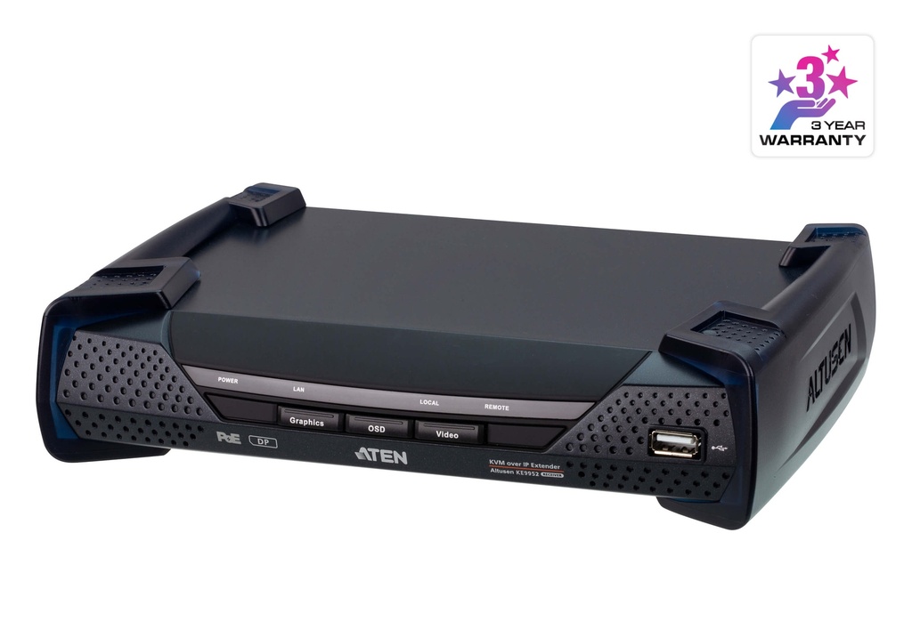 4719264648779 Aten 4K DP Single Display KVM over IP Receiver with Power over Ethernet, power adapter not included